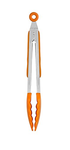 BRA Efficient Pinza de Cocina, Acero INOX, Nailon y Silicona, Naranja, 28.5 cm