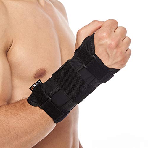 BraceUP Muñequera con férula de aluminio para túnel carpiano, soporte de mano izquierda o derecha, alivio del dolor de tendinitis por artritis - para hombres y mujeres (S/M, Mano Derecha)