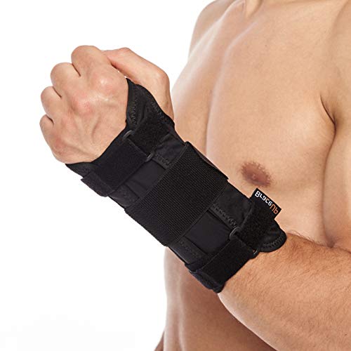 BraceUP Muñequera con férula de aluminio para túnel carpiano, soporte de mano izquierda o derecha, alivio del dolor de tendinitis por artritis - para hombres y mujeres (S/M, Mano Izquierda)