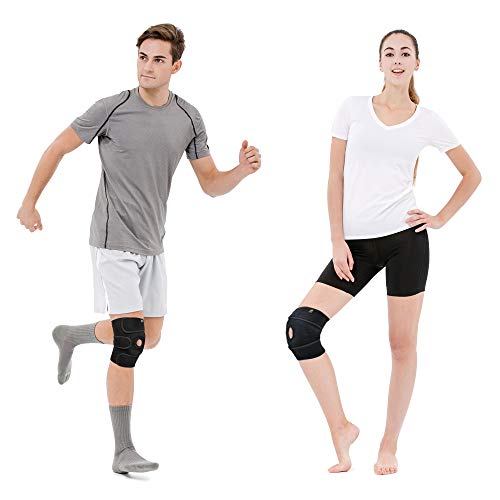 BRACOO KS10 Rodillera Ajustable en Neopreno, Menisco, Rótula Abierta, Ideal para Artritis, Rehabilitación y Prevención de Lesiones, Tendinitis, Hombre y Mujer, Talla Única, Negro