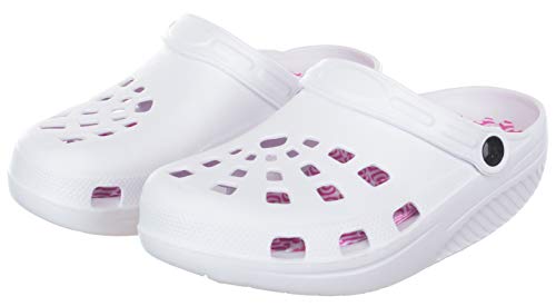 Brandsseller Zuecos de salud para mujer, cómodos, zapatos activos, zapatos de equilibrio, plantilla de masaje, suela redondeada, Blanco, 39 EU