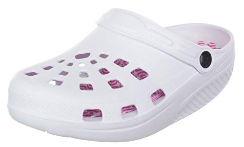 Brandsseller Zuecos de salud para mujer, cómodos, zapatos activos, zapatos de equilibrio, plantilla de masaje, suela redondeada, Blanco, 39 EU