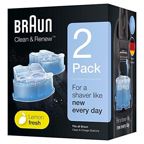 Braun Clean&Renew Cartuchos de recarga para afeitadora eléctrica hombre, 2 unidades, compatibles con todos los centros SmartCare Y Clean&Charge