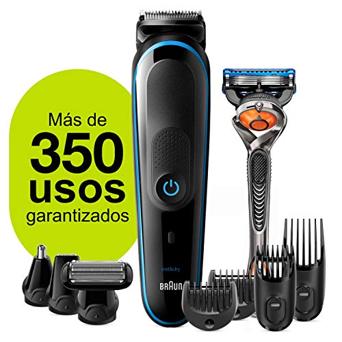 Braun Recortadora de Barba 9 en 1, Máquina de Cortar Pelo, Depiladora Corporal Hombre, MGK 5280, Negro/Azul