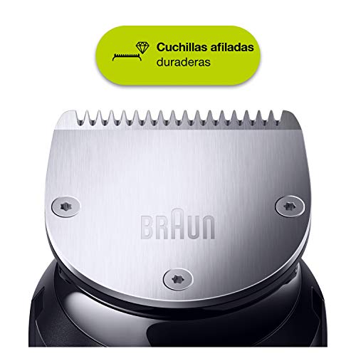 Braun Recortadora de Barba con Gillette Fusion 5 ProGlide Maquinilla de Afeitar Hombre, 4 Cabezales y 39 Ajustes de Longitud, Cuchillas Afiladas de Larga Duración, BT 7240, Negro/Gris