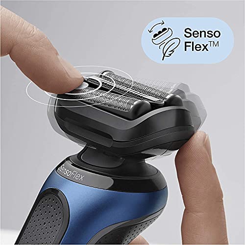 Braun Series 6 Afeitadora Eléctrica Hombre, Máquina de Afeitar Barba, Recortadora de Precisión, Cabezal SensoFlex, Base de Carga, Centro de Limpieza, Resistente al Agua, Inalámbrica, 60-B7500 CC, Azul