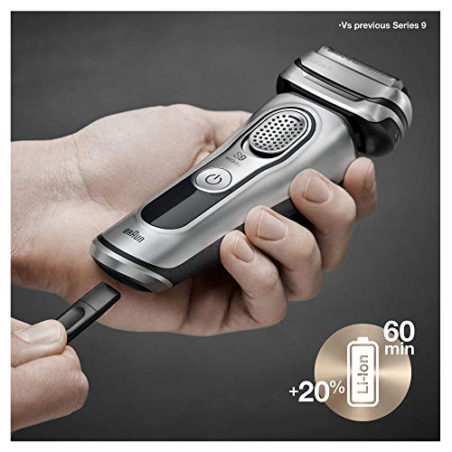 Braun Series 9 Afeitadora Eléctrica Hombre, Máquina de Afeitar Barba con Tecnología Sónica, Cabezal 4en1, Centro de LImpieza y Carga, Funda, Recargable, Inalámbrica, 9395 CC, Cromo