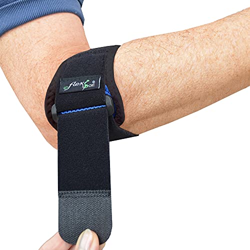 Brazalete para tratamiento del CODO DE TENISTA (Azul Royal) Llevado en Wimbledon. ANTI-SUDOR, HIPOALERGÉNICO libre de Neopreno y Látex, respeta las píelas más delicadas | Talla única | Intercambiable L o R | Nivel de compression adjustable | Unisexo.