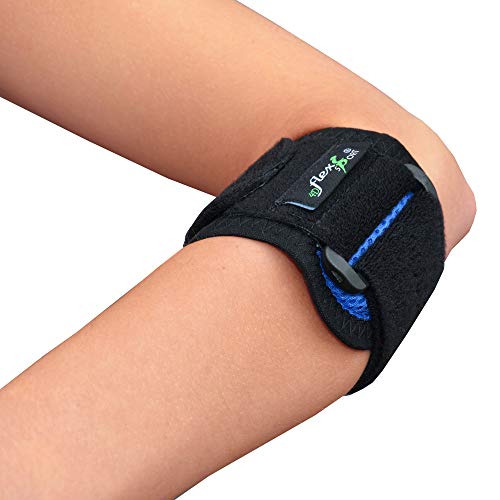 Brazalete para tratamiento del CODO DE TENISTA (Azul Royal) Llevado en Wimbledon. ANTI-SUDOR, HIPOALERGÉNICO libre de Neopreno y Látex, respeta las píelas más delicadas | Talla única | Intercambiable L o R | Nivel de compression adjustable | Unisexo.