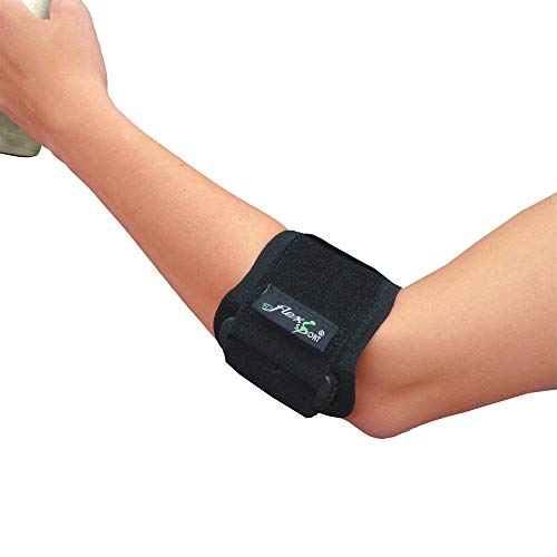 Brazalete para tratamiento del CODO DE TENISTA (Negro) Llevado en Wimbledon. ANTI-SUDOR, HIPOALERGÉNICO libre de Neopreno y Látex, respeta las píelas más delicadas | Talla única | Intercambiable L o R | Nivel de compression adjustable | Unisexo.