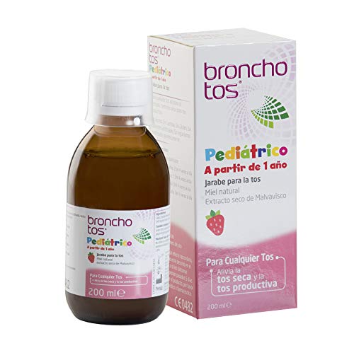 Bronchotos Pediátrico – Jarabe tos seca y productiva. Niños partir de 1 año. Sin Lactosa. Sin Gluten. Sabor fresa.