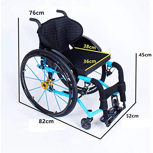 BSJZ Silla de Ruedas para Deportes y Ocio, sillas de Transporte para Deportes al Aire Libre, portátil con barandilla de Altura Ajustable