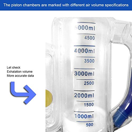 BSTOB Dispositivo de entrenamiento respiratorio, Dispositivo de entrenamiento de espirometría de 3000 ml / 5000 ml, Entrenador de respiración,niños Dispositivo de entrenamiento de respiración pulmonar