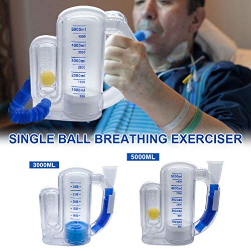 BSTOB Dispositivo de entrenamiento respiratorio, Dispositivo de entrenamiento de espirometría de 3000 ml / 5000 ml, Entrenador de respiración,niños Dispositivo de entrenamiento de respiración pulmonar