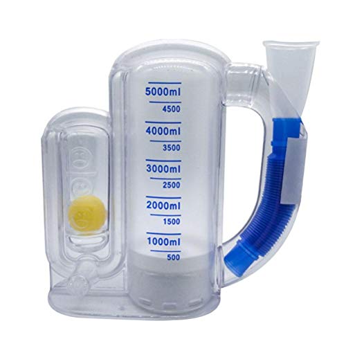 BSTOB Dispositivo de entrenamiento respiratorio, Dispositivo de entrenamiento de espirometría de 3000 ml / 5000 ml, Entrenador de respiración,niños Dispositivo de entrenamiento de respiración pulmonar