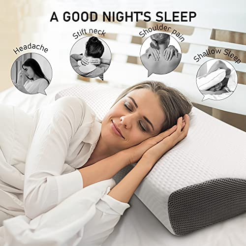 Bubulii Almohada Viscoelastica para Cervicales, Almohada Ergonómica, con Funda Protectora Extraíble y Lavable a Máquina Almohadas Ortopedicas para el Dolor de Cuello y Hombros, Antironquidos