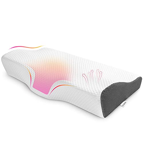 Bubulii Almohada Viscoelastica para Cervicales, Almohada Ergonómica, con Funda Protectora Extraíble y Lavable a Máquina Almohadas Ortopedicas para el Dolor de Cuello y Hombros, Antironquidos