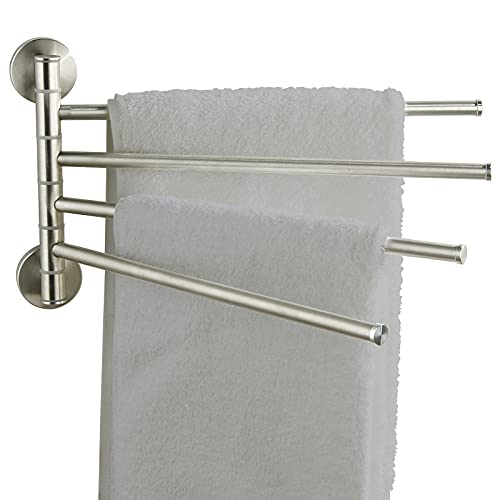 BVL Giratoria Toallero de Baño Adhesivo o de Pared Toallero Barra, Cepillado Toallero de Acero Inoxidable 304 con 4 Barras