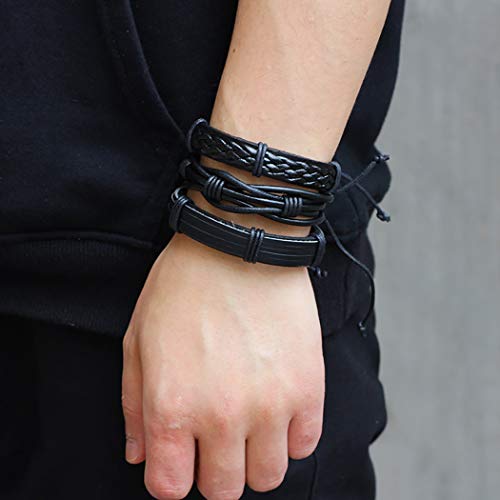 CACAZI 6PIEZAS Braid Cuff Wrap Bracelet Punk Cuff Bracelets Cuff Wrap Pulseras Para Hombres