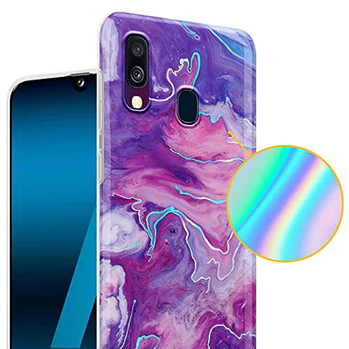 Cadorabo Funda para Samsung Galaxy A40 en Mármol Rosa Púrpura No. 19 - Cubierta Proteccíon de Silicona TPU en Motivo Mosaico - Gel Case Cover Carcasa Ligera