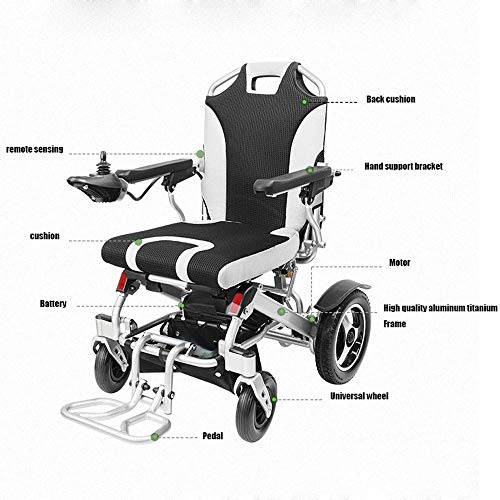 Cajolg Oiiits Plegable Ligera Silla De Ruedas EléCtrica,360 ° Palanca de Mando Batería de Litio Ancianos y Discapacitados con Sillas Electricas, Anciano Compacto Inteligente Carro Electrica