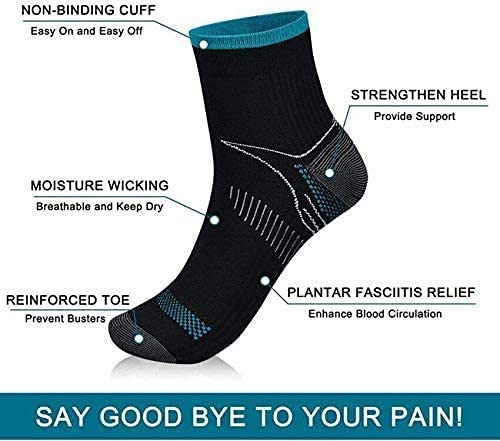 Calcetines de Compresión 7 Pares para Hombres y Mujeres Calcetines para Fascitis Plantar Calcetines Para pies con Soporte de arco Calcetines Deportivos de corte Bajo (S/M, Black-7Pair)