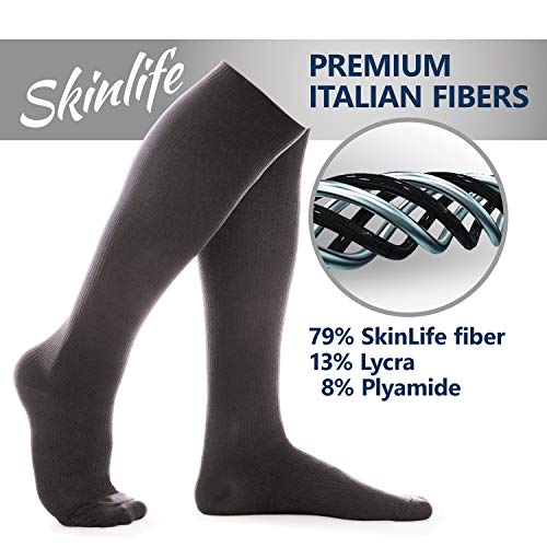 Calcetines de Compresión calcetines para varices, viajes-Estimular la Circulación Sanguínea y Recuperación- medias de Compresión 15-17 mmHg SkinLife XS