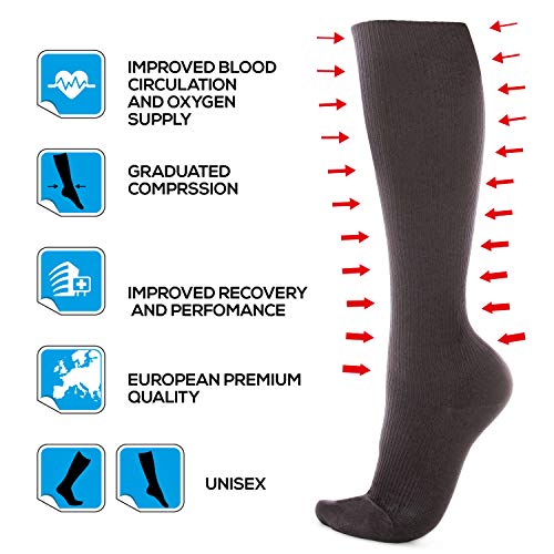 Calcetines de Compresión calcetines para varices, viajes-Estimular la Circulación Sanguínea y Recuperación- medias de Compresión 15-17 mmHg SkinLife XS