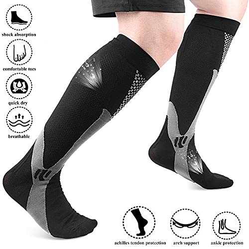 Calcetines Fútbol, Calcetines de Entrenamiento Deportivo Calcetines de Compresión Correr Calcetines de Futbol Antideslizantes Deportes al Aire Libre para Baloncesto, Rugby, Hockey - Negro XXL 2 Pares