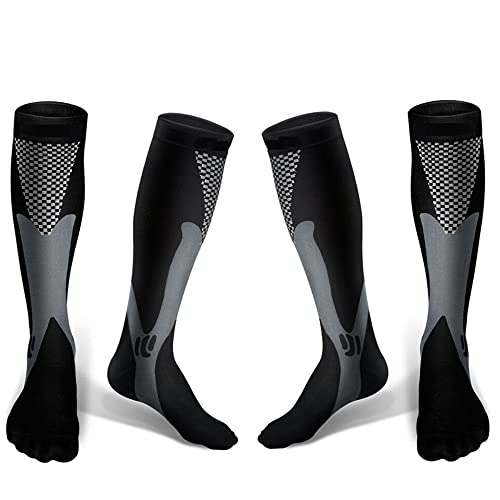 Calcetines Fútbol, Calcetines de Entrenamiento Deportivo Calcetines de Compresión Correr Calcetines de Futbol Antideslizantes Deportes al Aire Libre para Baloncesto, Rugby, Hockey - Negro XXL 2 Pares