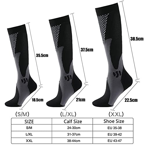 Calcetines Fútbol, Calcetines de Entrenamiento Deportivo Calcetines de Compresión Correr Calcetines de Futbol Antideslizantes Deportes al Aire Libre para Baloncesto, Rugby, Hockey - Negro XXL 2 Pares