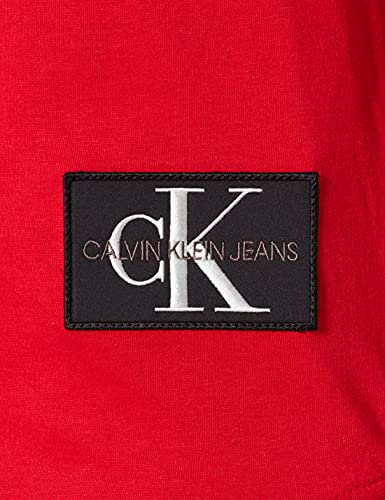 Calvin Klein Jeans Badge Turn Up Sleeve Camiseta, Salsa, M para Hombre