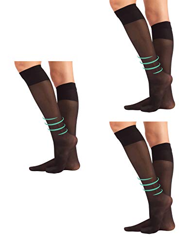 CALZITALY Hasta La Rodilla | Medias Unisex Con Compresion Media – Factor 8 | 40 Den | Calcetería Italiana | (35-38, Negro)