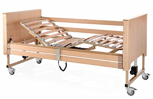 CAMA ARTICULADA ELECTRICA 4 PLANOS CON CARRO ELEVADOR, BARANDILLAS DE MADERA MEDIDAS 90X190CM.FACIL MONTAJE