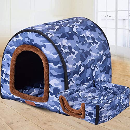 Cama extra grande para perros con techo XL, Labrador Calming Cave Medium Lavable Ortopédico Cojín de mimbre Calentado Almohadilla Anti Ansiedad Masticar Jumbo Pequeña Tienda Resistente