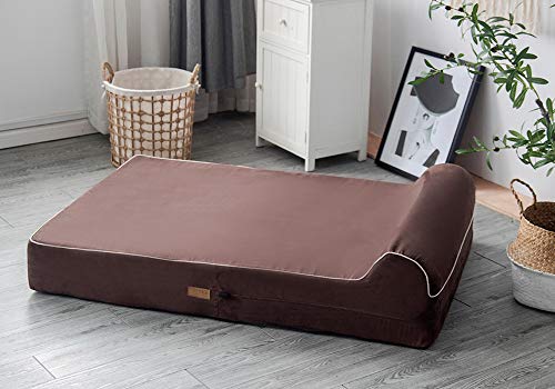 Cama ortopédica de Espuma viscoelástica con Almohada para Perros, Incluye Protector Interior Impermeable y Funda extraíble