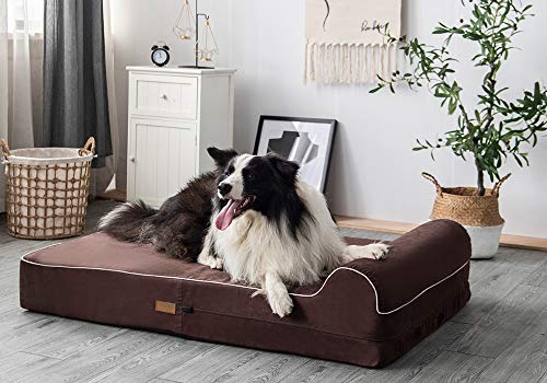 Cama ortopédica de Espuma viscoelástica con Almohada para Perros, Incluye Protector Interior Impermeable y Funda extraíble