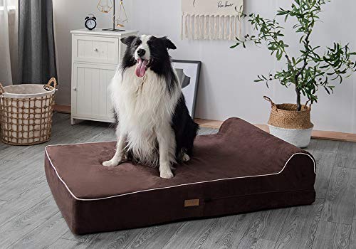 Cama ortopédica de Espuma viscoelástica con Almohada para Perros, Incluye Protector Interior Impermeable y Funda extraíble