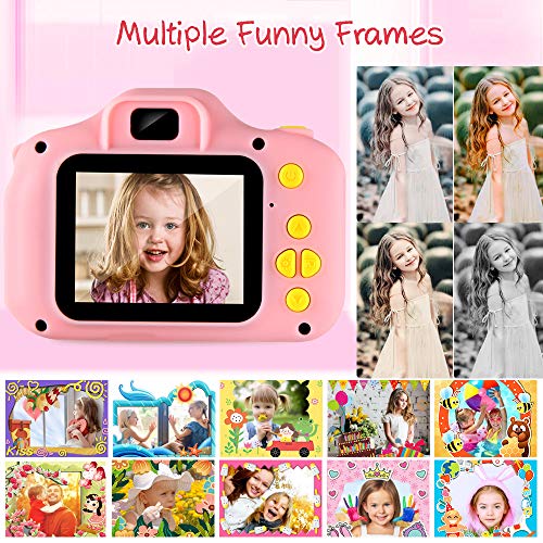 Cámara Fotos Infantil Digital para Niños Juguetes Niña Regalos para Niños Pantalla HD de 2 Pulgadas 1080P Tarjeta de 32GB TF Regalos Juguete para Niños de 3 a 12 años Niños Niñas Cumpleaños (Rosa)