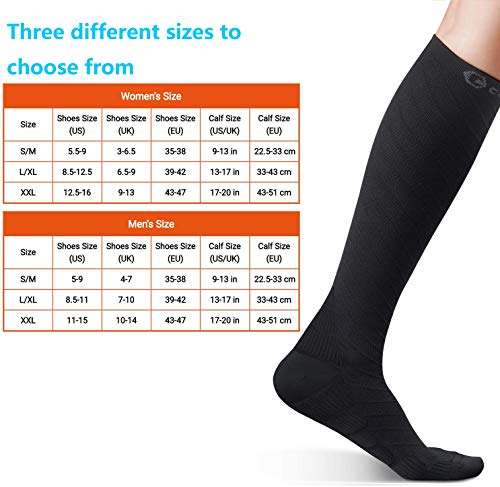 CAMBIVO 2 Pares Calcetines de Compresion Mujer, Medias de Compresion Hombre, Calcetines Compresivos Enfermera para Running, Trabajo, Ciclismo, Trotar, Correr, Deporte, Volar, Acampada