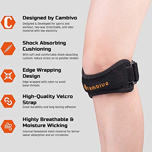 CAMBIVO 2 x Cinta Rotuliana, Rodillera Adjustable, Rodilla Protector con Correa, Banda de Soporte para Rótula Correr, Running, Voleibol, Béisbol