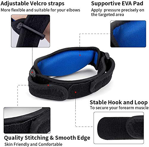 CAMBIVO 2 x Correas para Codo Mujer y Hombre, Cinta de Codo Deportiva Ajustables, Cincha con Velcro para Gym, Tenis, Golf, Gimnasio, Fitness