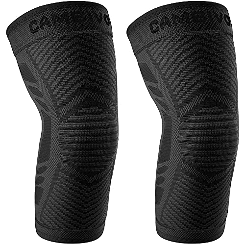 CAMBIVO 2 x Rodilleras, Rodillera Deportiva Hombre y Mujer, Rodilleras de Compresión Antideslizante, Soporte de Rodillas para Deportes, Running, Voleibol (Negro/Negro, L)