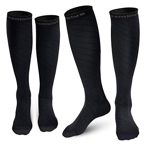 CAMBIVO Medias de Comrpesion Mujer y Hombre 2 Pares, Calcetines Compresivos Enfermera para Running, Trabajo, Ciclismo, Trotar, Correr, Deporte, Volar, Acampada