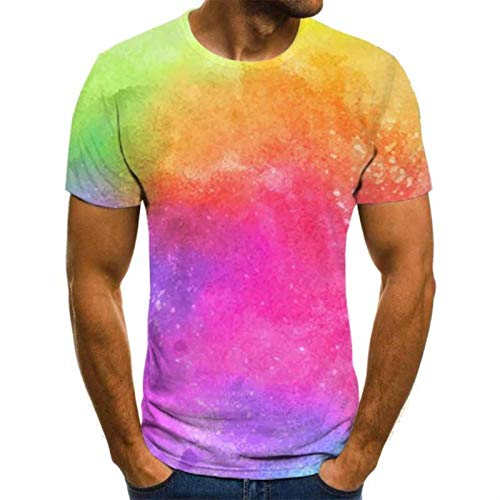 Camiseta de Manga Corta con Estampado de Arco Iris 3D Sunrise de Verano para Hombres y Mujeres Pintura de Color informal-TXU-2090, XXXL