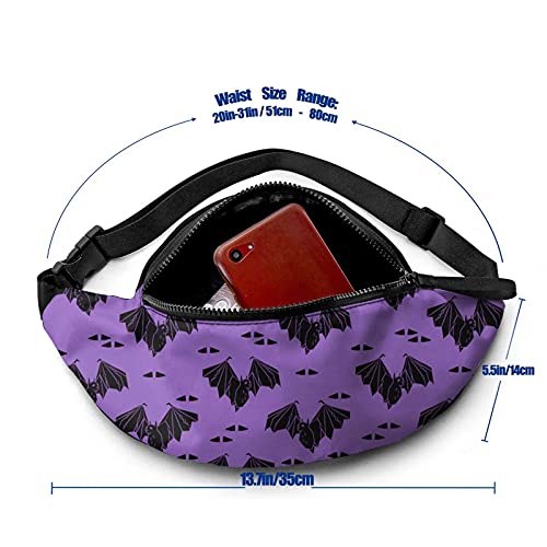 Cangurera Halloween Bat Fanny Pack Waist Bags For Women & Men, Casual Belt Bag Crossbody Bum Bag with Adjustable Strap For Outdoors Running Hiking