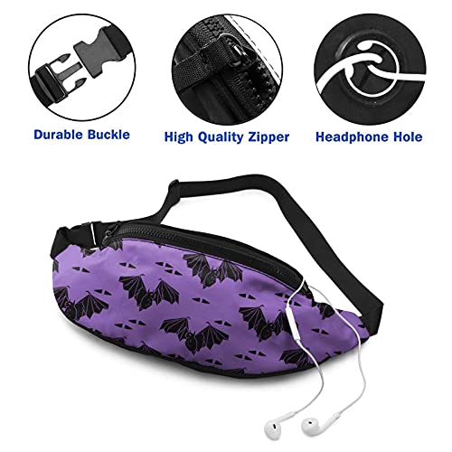 Cangurera Halloween Bat Fanny Pack Waist Bags For Women & Men, Casual Belt Bag Crossbody Bum Bag with Adjustable Strap For Outdoors Running Hiking