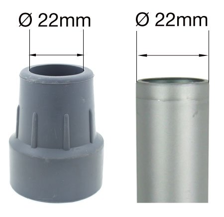 Cantidad 10x: 22mm Conteras Virolas De Goma Para Muletas Y Bastones - Gris - Por Lifeswonderful®