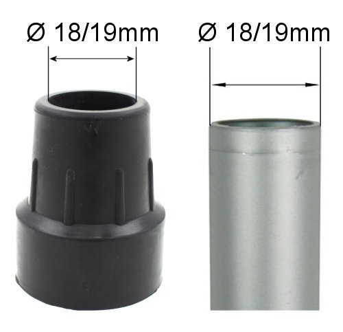 Cantidad 2x: 18/19mm Conteras Virolas De Goma Para Muletas Y Bastones - Negro - Por Lifeswonderful®