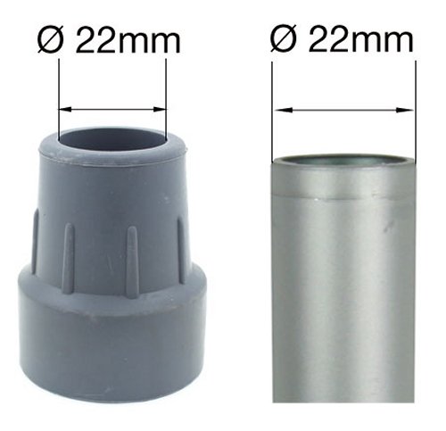 Cantidad 2x 22mm Conteras Virolas De Goma Para Muletas Y Bastones - Gris - Por Lifeswonderful®